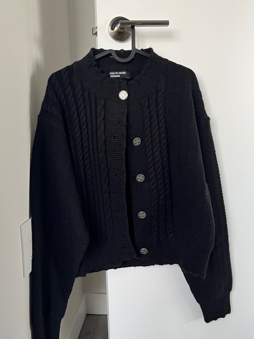 BNWOT Vintage Styles Black Cable-Knit Button Cardigan Sweater